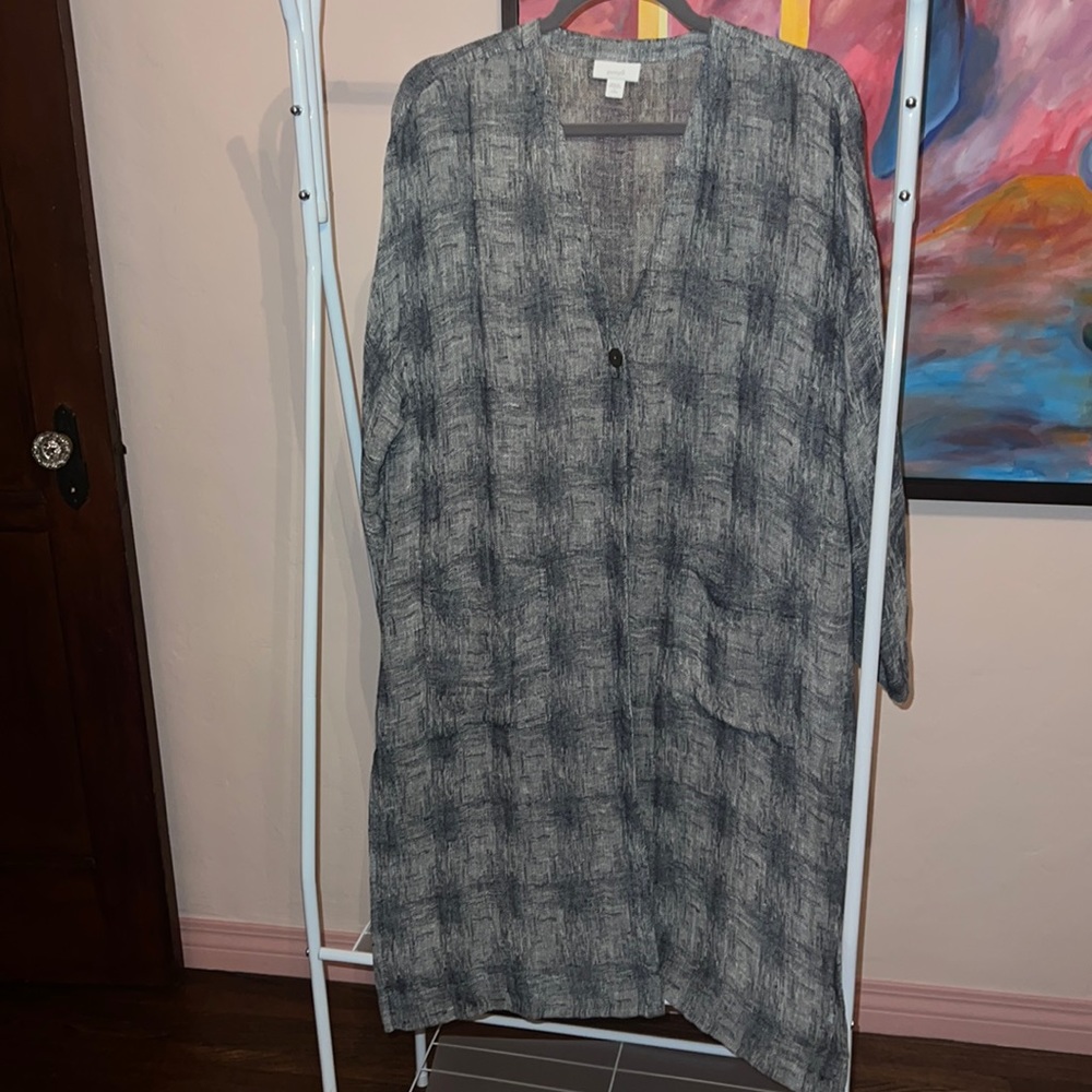 JJill 80% linen 20% polyester petite long kimono inspired topper